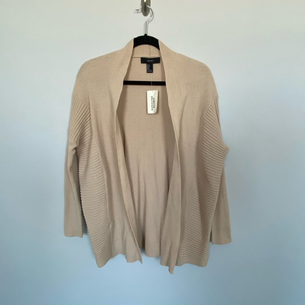 💙Forever 21 Tan Semi-ribbed Cardigan